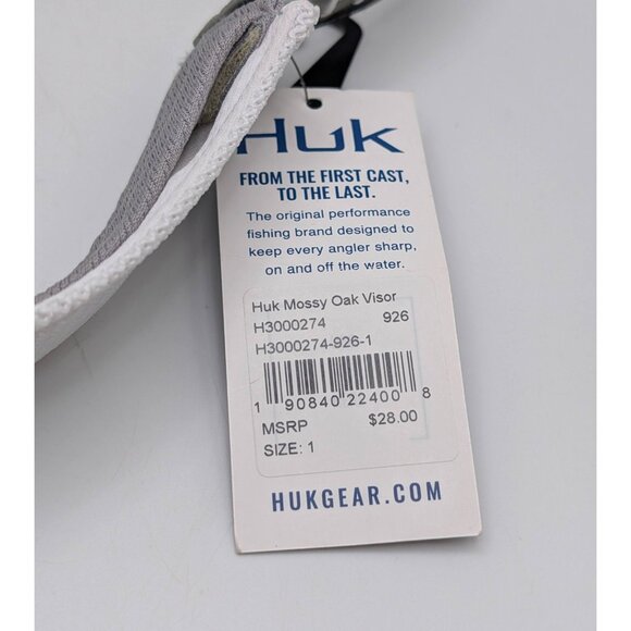 NEW NWT Huk Fishing Visor Mossy Oak Hydro Fishing Hat Water Lake Camo Adjustable - Picture 4 of 6